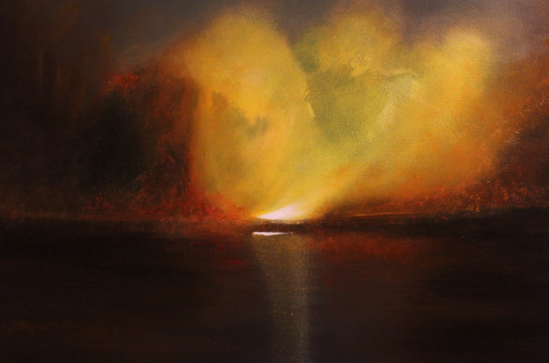 "RISING SUN" painting oil on canvas -  landscape 
cm.80 x 80 x 3,5